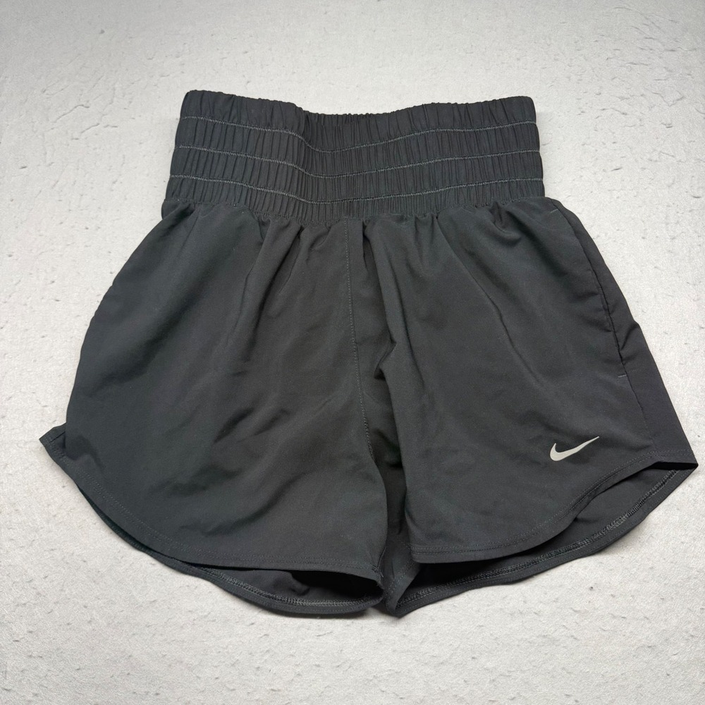 Nike Shorts Womens Small Black Dri-FIT High Rise Smocked Running Activewear